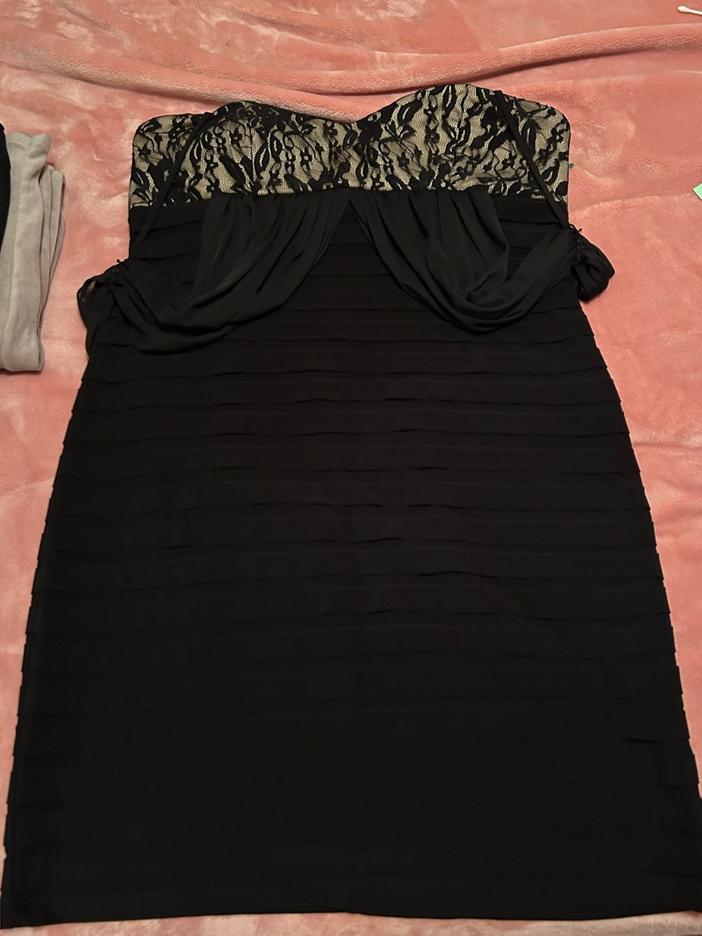 Scarlett Nite Strapless Black Dress with Lace Bodice